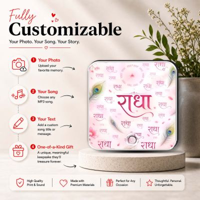 Religious & Spiritual Gift for Men & Women  Radha Mantra Musical Fridge Magnet Devotional Decor for Home, Mandir & Office Playable Music Blessing Gift Items